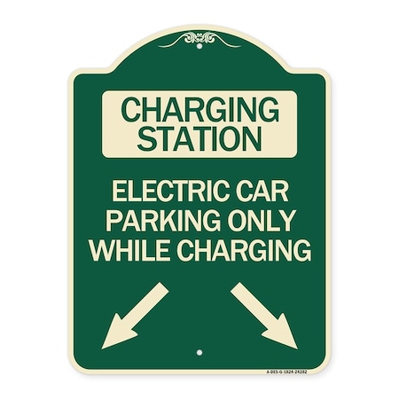 Charging Station Electric Car Parking Only While Charging With Left And Right Down Po Aluminum Sign